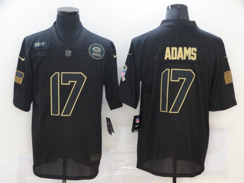 Men Green Bay Packers #17 Adams Black gold lettering 2020 Nike NFL Jersey